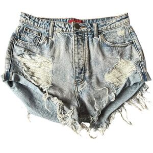 Signature8 Distressed Light Blue Jean Shorts